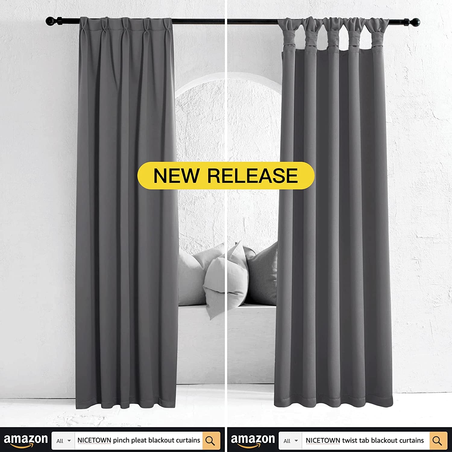 Thermal Insulated Grommet Blackout Curtains for Bedroom/Living Room/Kitchen (2 Panels, W42 X L63 -Inch,Grey)