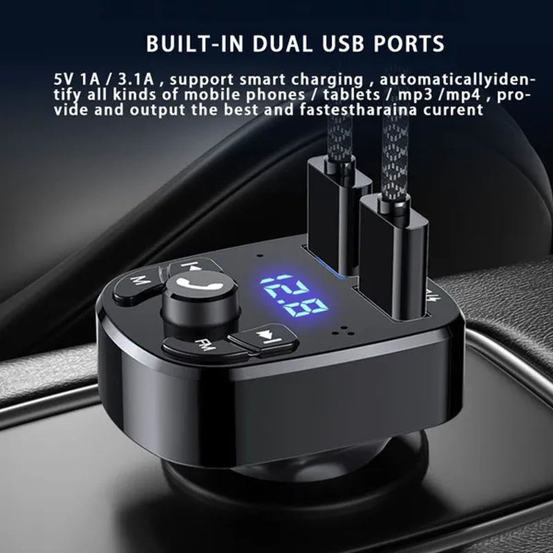 Bluetooth 5.0 FM Transmitter Car Player Kit with Quick Charge 3.0, Dual USB Ports