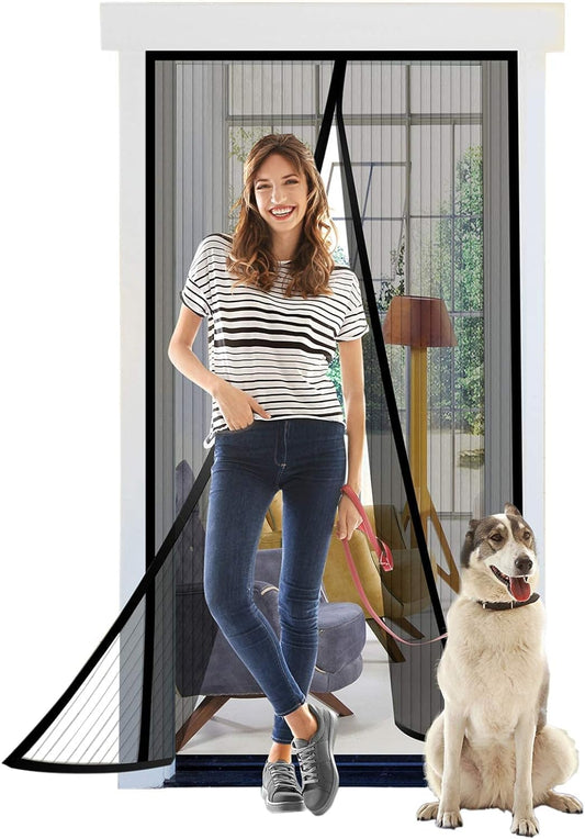 Magnetic Screen Door, Self Sealing Screen Door, Heavy Duty Door Screen Magnetic Closure Keep Bugs Out, Retractable Screen Door Mesh - Pet and Kid Friendly, Hands Free Door Screen 39" X 82"