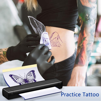 Tattoo Stencil Printer Bluetooth, M08F Themal Tattoo Printer Machine with 10Pcs Tattoo Transfer Printer Paper, Tattoo Kit for Beginners & Artists, Compatible with Phone & PC