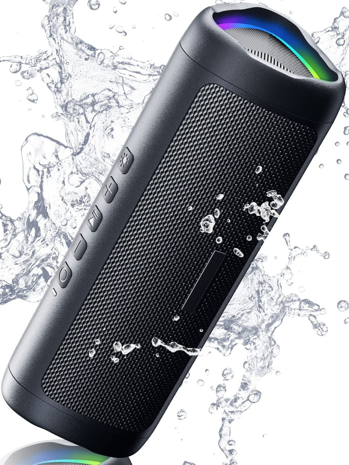 Bluetooth Speaker with HD Sound, Portable, Wireless, Waterproof, Up to 24H Playtime, Home/Party/Outdoor (Black)