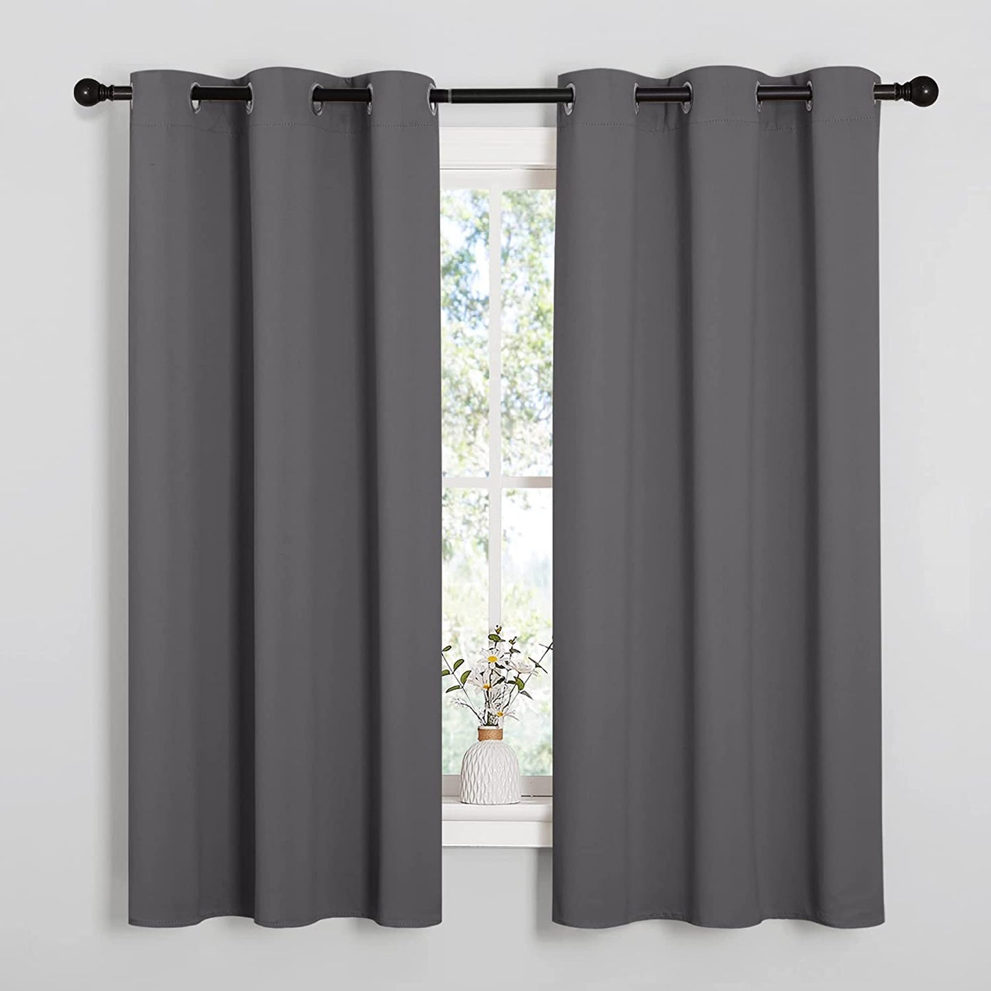 Thermal Insulated Grommet Blackout Curtains for Bedroom/Living Room/Kitchen (2 Panels, W42 X L63 -Inch,Grey)