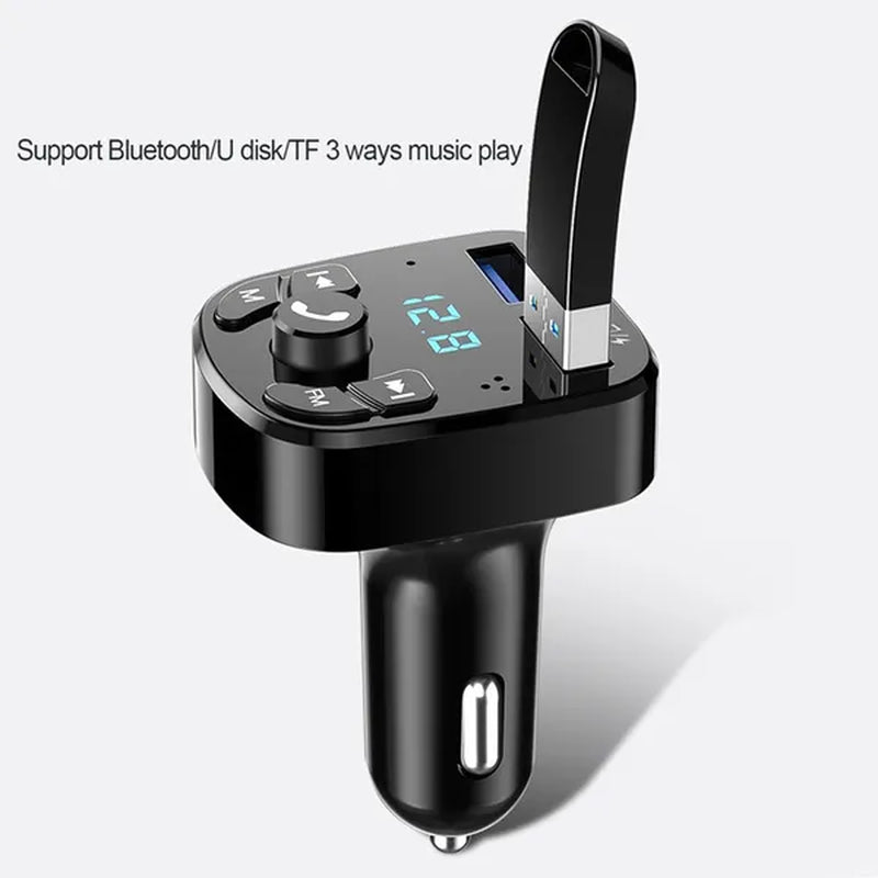 Bluetooth 5.0 FM Transmitter Car Player Kit with Quick Charge 3.0, Dual USB Ports