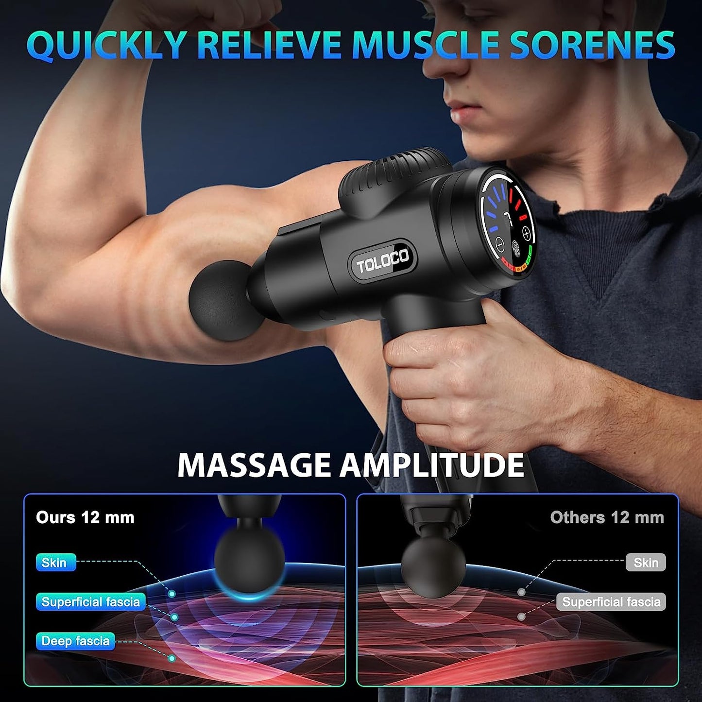  Massage gun with 10 Massage Heads for Athletes - Silent Brushless Motor - Black