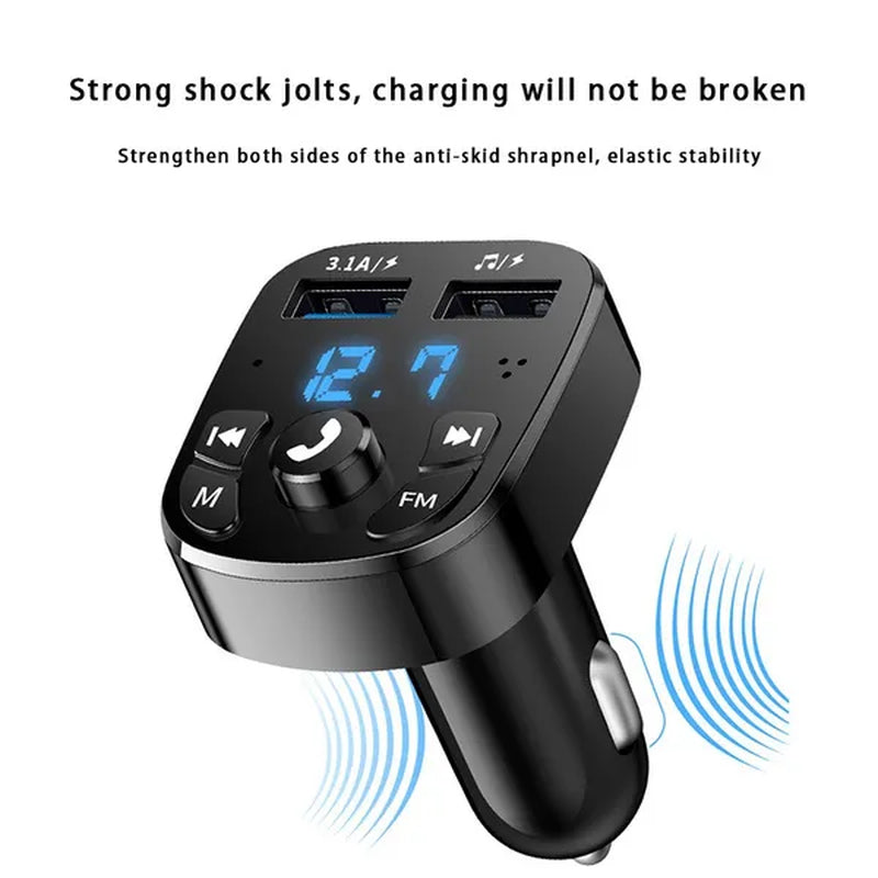 Bluetooth 5.0 FM Transmitter Car Player Kit with Quick Charge 3.0, Dual USB Ports