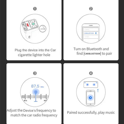 Bluetooth 5.0 FM Transmitter Car Player Kit with Quick Charge 3.0, Dual USB Ports