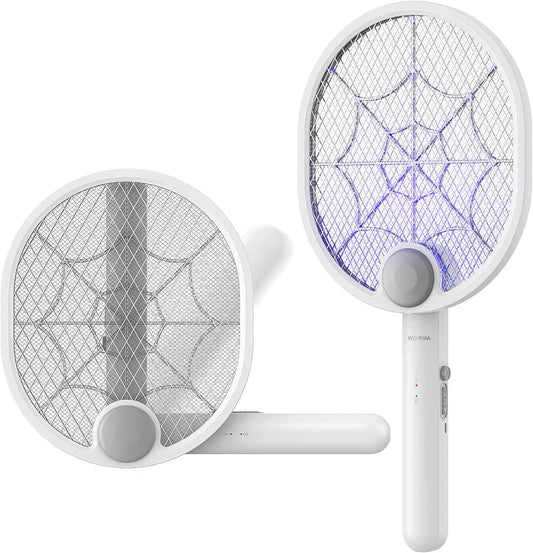 Electric Fly Swatter, Type-C Rechargeable Mosquito Swatter, Foldable, Dual Handheld and Auto Zap Mode, 3800V Powerful Instant Bug Zapper Racket, Mosquito Bat for Indoor Outdoor Camping -WD956A