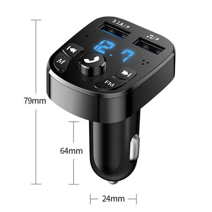 Bluetooth 5.0 FM Transmitter Car Player Kit with Quick Charge 3.0, Dual USB Ports