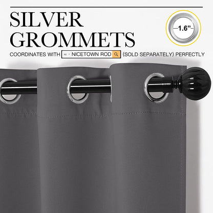 Thermal Insulated Grommet Blackout Curtains for Bedroom/Living Room/Kitchen (2 Panels, W42 X L63 -Inch,Grey)